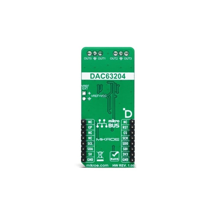 Vue arrière du Module DAC 16 Click MIKROE-6209