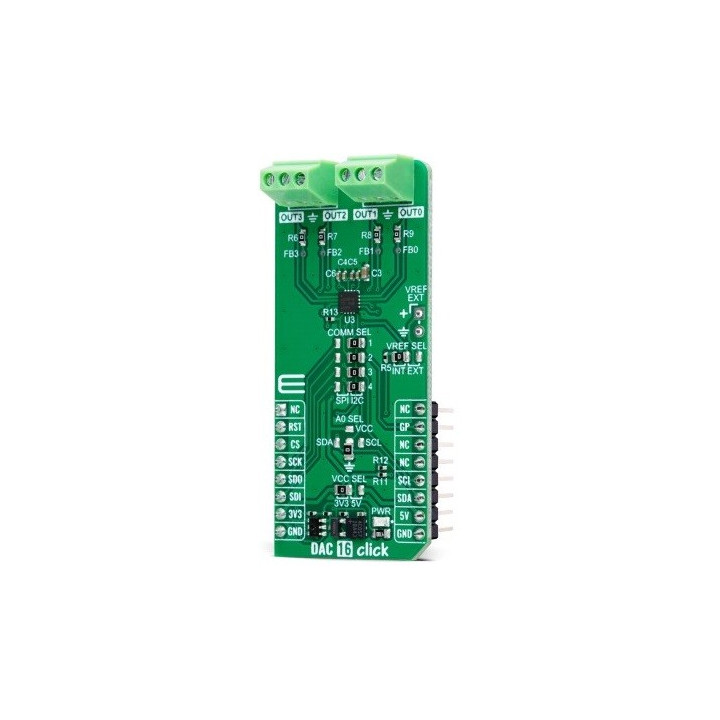 Vue de côté du Module DAC 16 Click MIKROE-6209