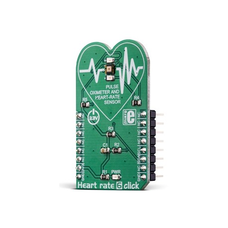 Vue de côté du Module Capteur pulsations cardiaques Heart Rate 6 Click MIKROE-3215 Vue de côté du Module Capteur pulsations cardiaques Heart Rate 6 Click MIKROE-3215