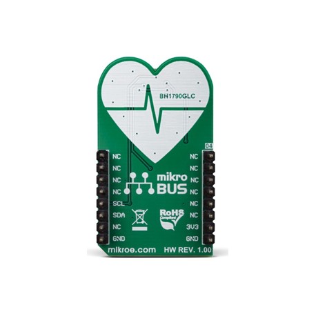 Vue arrière du Module Capteur pulsations cardiaques Heart Rate 6 Click MIKROE-3215 Vue arrière du Module Capteur pulsations cardiaques Heart Rate 6 Click MIKROE-3215