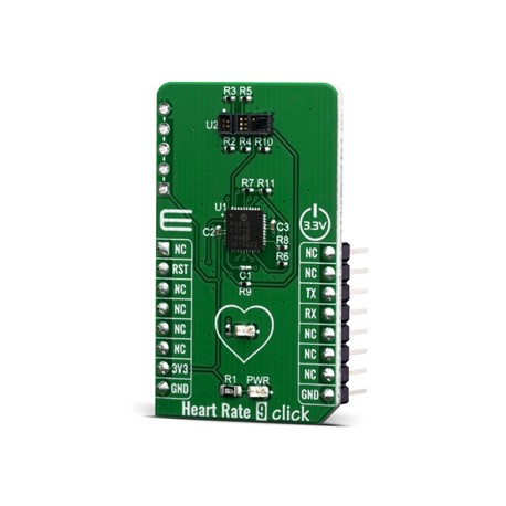 Vue de côté du Module Capteur pulsations cardiaques Heart Rate 9 Click MIKROE-3822