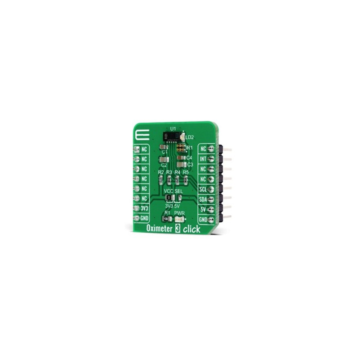Vue de côté du capteur oxymètre de pouls VCNL4020C-GS08 Oximeter 3 Click MIKROE-4267
