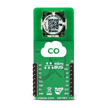 Vue arrière du capteur de gaz CO 2 Click MIKROE-3196 Vue arrière du capteur de gaz CO 2 Click MIKROE-3196