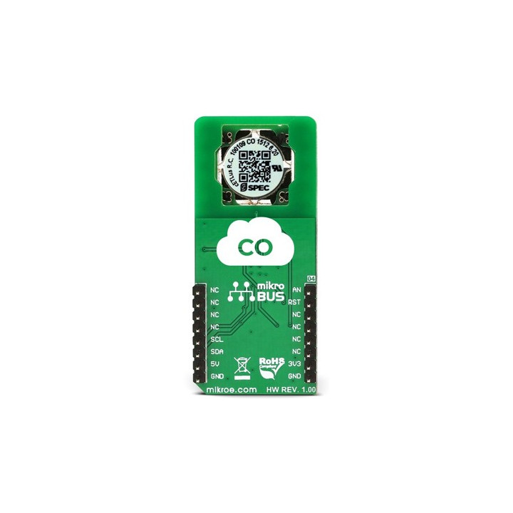 Vue arrière du capteur de gaz CO 2 Click MIKROE-3196