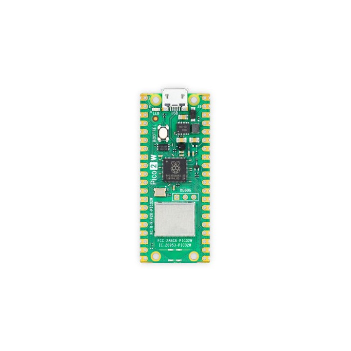Vue de dessus de la carte Raspberry Pi Pico 2W