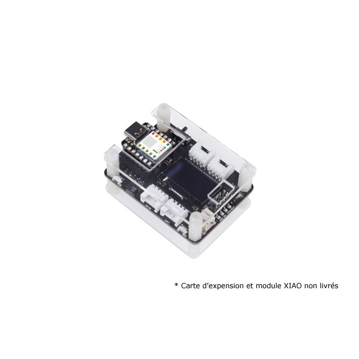 Exemple d'utilisation du boitier acrylique 110010024 avec une carte d'expansion et un module XIAO