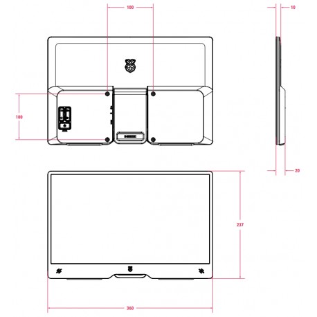 Dimensions de lécran 15.6" Raspberry Pi Monitor Dimensions de lécran 15.6" Raspberry Pi Monitor