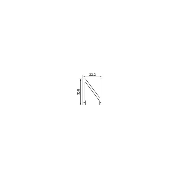 Dimensions de la lettre N en led filament rigide ( blanc chaud )