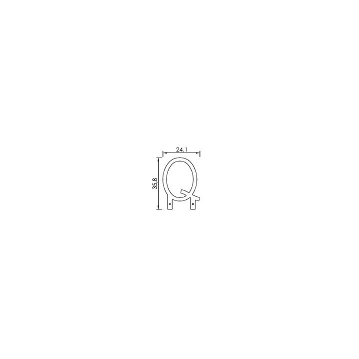 Dimensions de la lettre Q en led filament rigide ( blanc chaud )