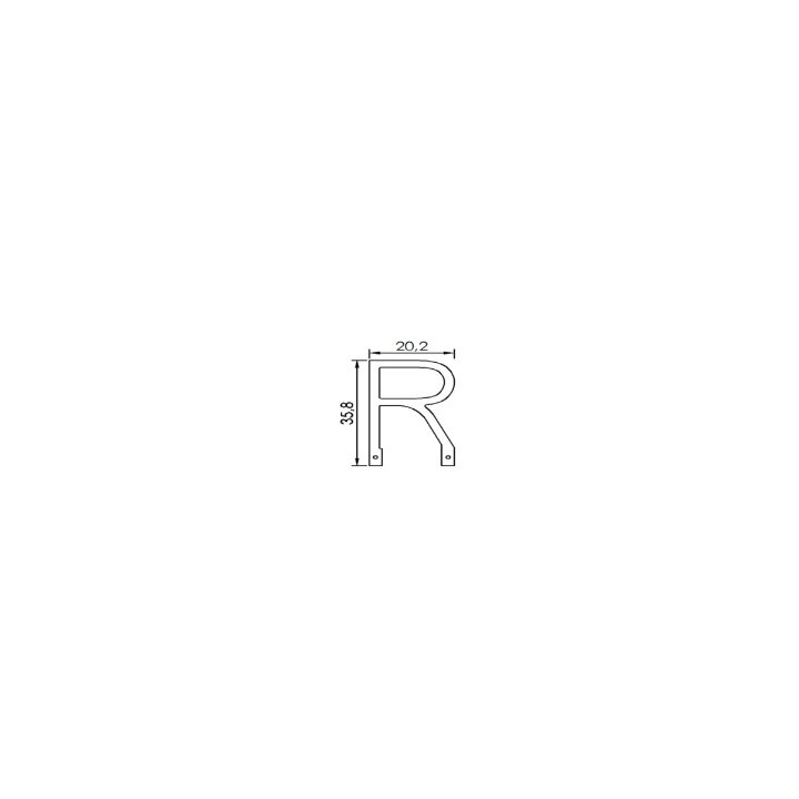 Dimensions de la lettre R en led filament rigide ( blanc chaud )
