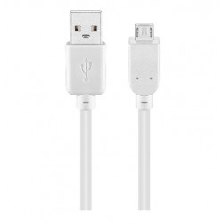 Cordon blanc USB A mâle - micro-USB B mâle (1m)