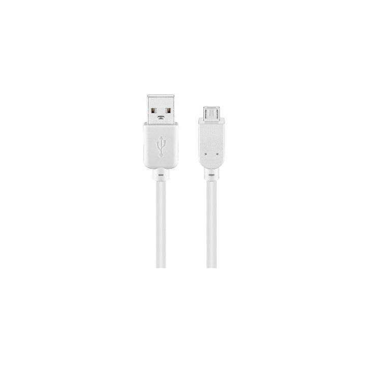 Cordon blanc USB A mâle - micro-USB B mâle (1m)