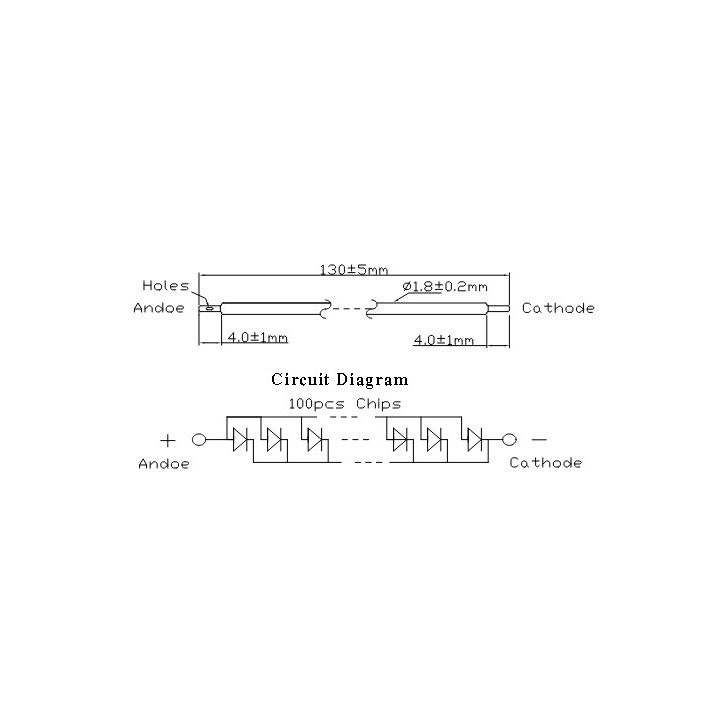 Dimensions filaments leds flexibles 13 cm
