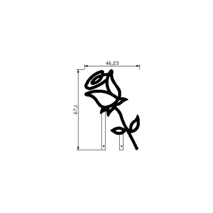 Dimensions de la rose en led filament rigide ( rouge et vert )
