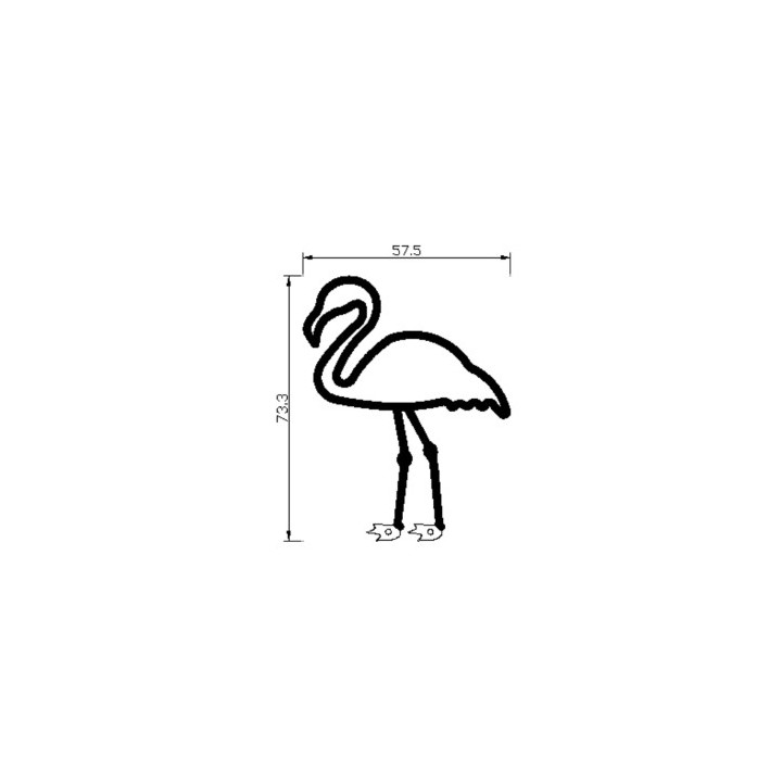Dimensions du flamand rose en led filament rigide ( rouge )