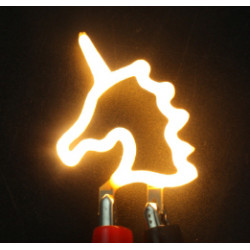 Licorne en led filament rigide ( blanc chaud ) une fois alimentée