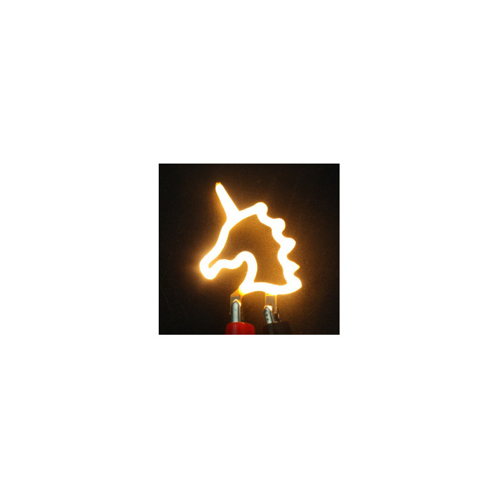 Licorne en led filament rigide ( blanc chaud ) une fois alimentée