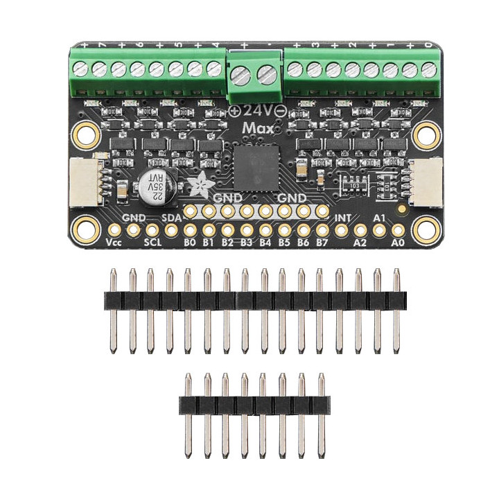 Carte drivers 8 canaux pour solénoïdes Adafruit 6318 et ses connecteurs livrés