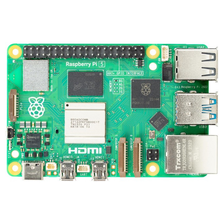Vu de dessus de la carte Raspberry Pi 5 B - 8 GB