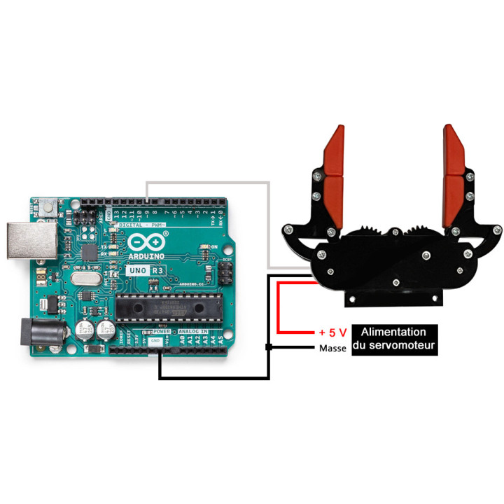 Exemple d'utilisation de la pince à mâchoires parallèle MR avec une platine Arduino