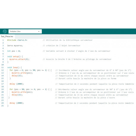 Exemple ce code Arduino pour pilotage de la pince parallèle 3T