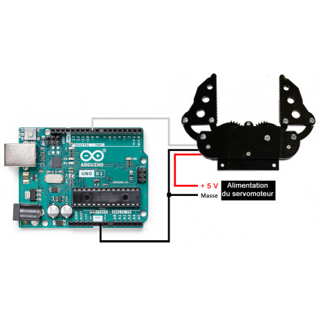 Exemple d'utilisation de la pince à mâchoires parallèle avec une platine Arduino