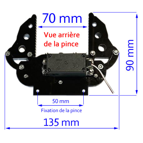 Dimensions Pince robotique à mâchoires parallèles