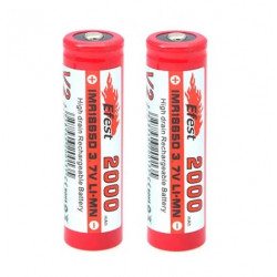 2 accus Lithium-Manganèse 18650 3.7V 2Ah