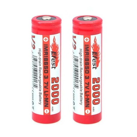 2 accus Lithium-Manganèse 18650 3.7V 2Ah