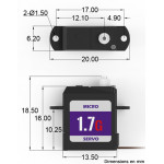 Servomoteur miniature 1,7 g - Pignons plastiques - 180° - Alim.: 3,6V à 4,2V