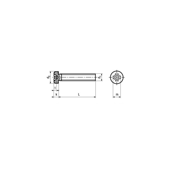 Dimensions Vis inox A2 tête cylindrique bombée M3 x 10 mm