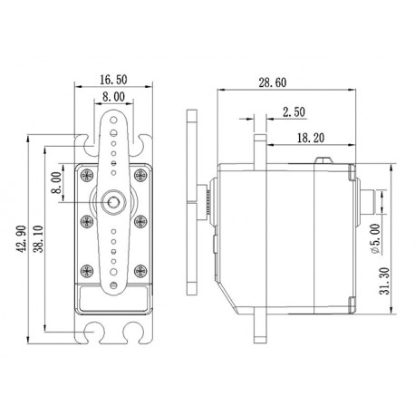 Dimensions du servomoteur SR-311
