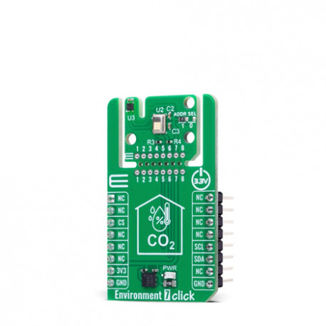 Vu de côté du module Environment 7 click board MIKROE-6600 Vu de côté du module Environment 7 click board MIKROE-6600