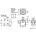Dimensions et brochages des boutons poussoirs carrés 12 x 12 mm