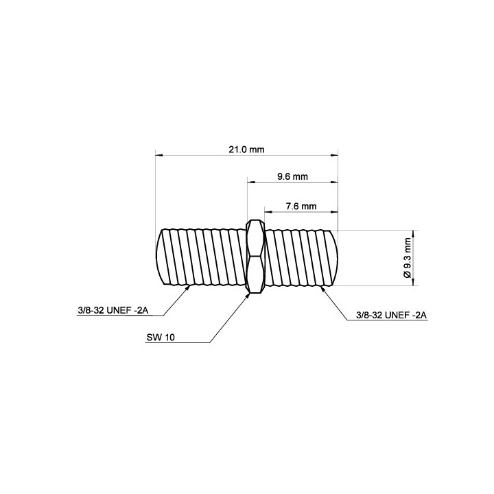 Dimensions Adaptateur F femelle vers F femelle