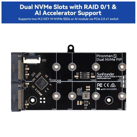 Carte de gestion de disque M2 NVMe sur le boitier PIRONMAN 5 MAX pour Raspberry Pi 5