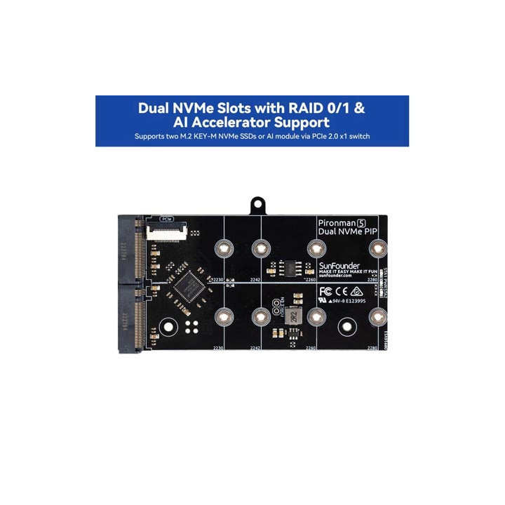 Carte de gestion de disque M2 NVMe sur le boitier PIRONMAN 5 MAX pour Raspberry Pi 5