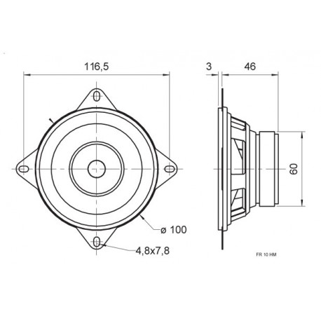 Dimensions du haut-parleur FR 10 HM
