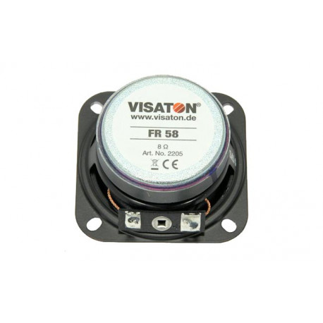 Vu de dessous du mini haut-parleur large bande FR 58 8 Ohm