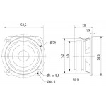 DImensions du mini haut-parleur large bande VISATON FR 58 8 Ohm