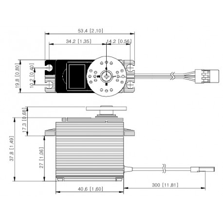 Dimensions du servomoteur HITEC HS-645MG