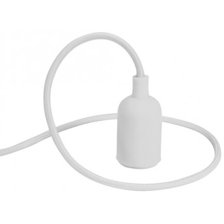 Suspension en silicone blanc pour ampoule E27 avec cordon textile