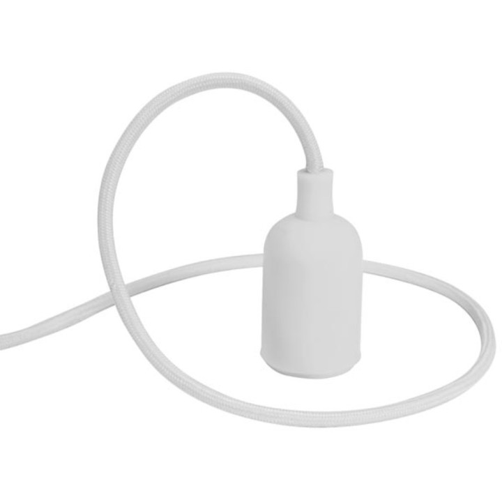 Suspension en silicone blanc pour ampoule E27 avec cordon textile