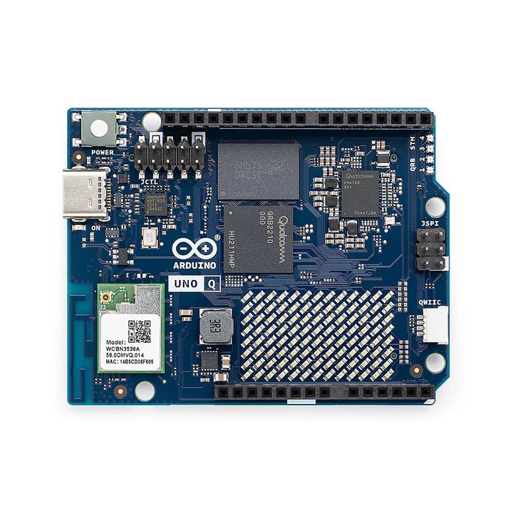 Vue de dessus de la carte Arduino UNO Q ABX00162