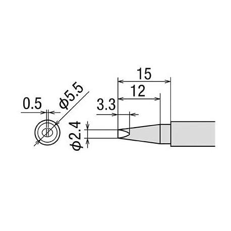 Panne tournevis 2,4mm pour fer PX-201 et PX-338
