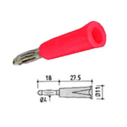 Fiche banane 4 mm à visser - rouge