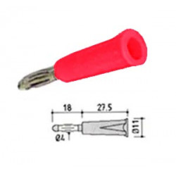 Fiche banane 4 mm à visser - rouge