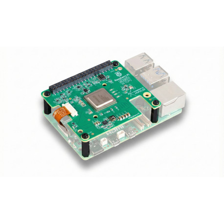 La carte Raspberry (non livrée) équipée de la carte Kit AI Hailo SC1438
