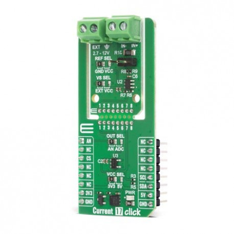 Vue de côté du module mesure de courant current 17 click MIKROE-6819