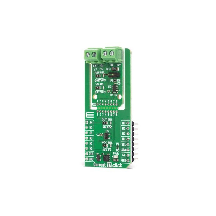 Vue de côté du module mesure de courant current 17 click MIKROE-6819